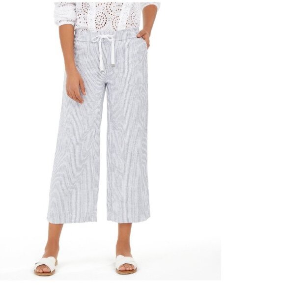 Style & Co Striped Linen Cropped Pants - Picture 1 of 10